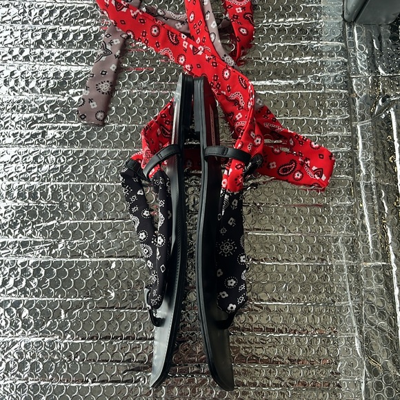 Steve Madden Women's Bandana Sandals - Red, Black, and Pink - Picture 5 of 9